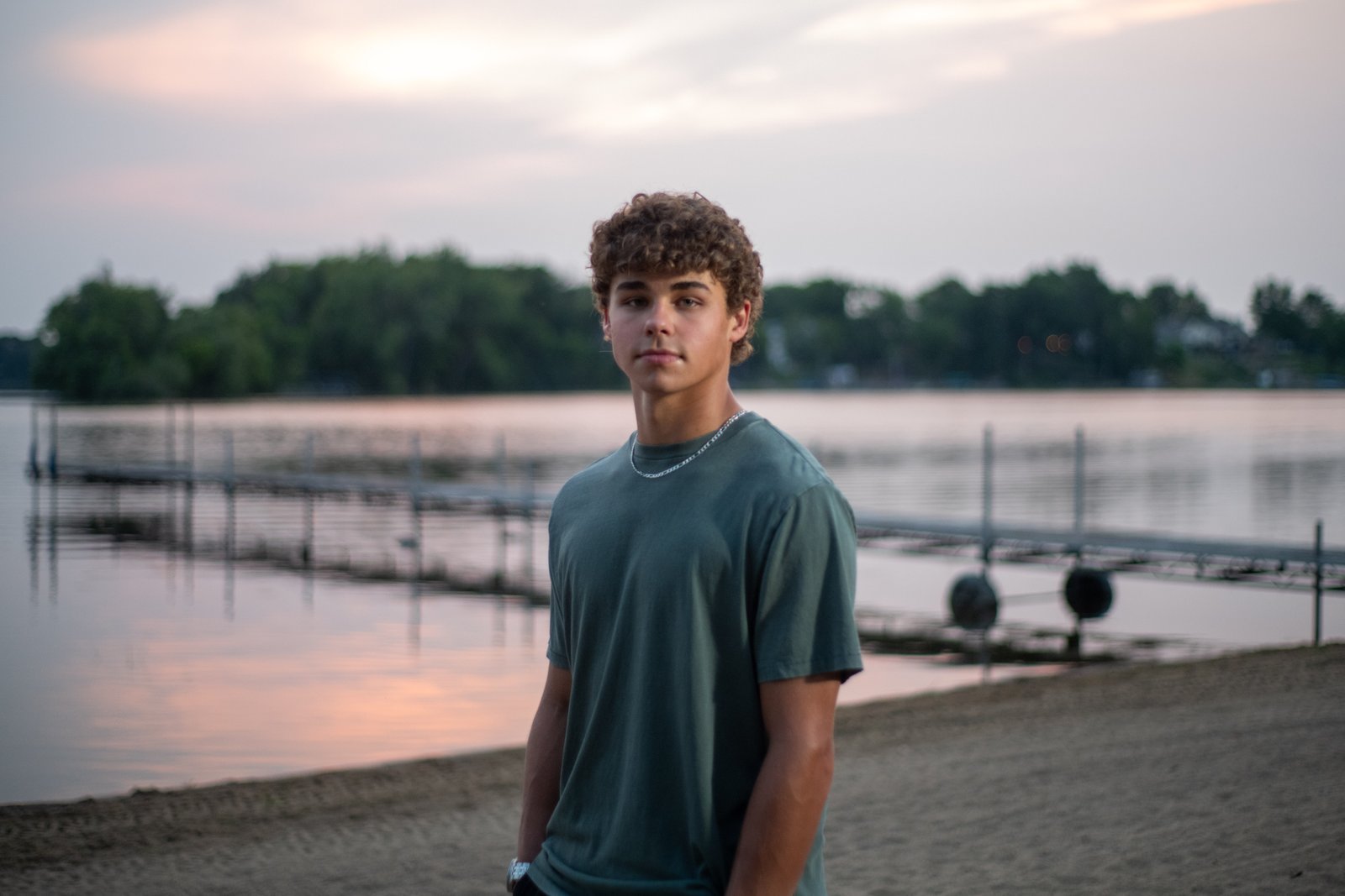 Senior boy portrait by the lake at blue hour, Twin Cities senior photographer Steve Lunden